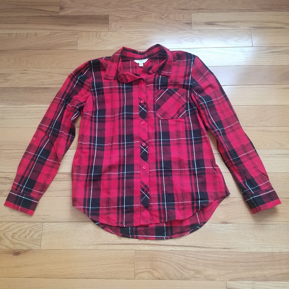 Time & Tru red plaid shirt
